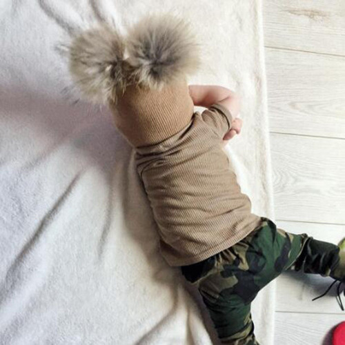 Wish AliExpress INS children's knitted hat double ball woolen hat baby woolen ball hat
