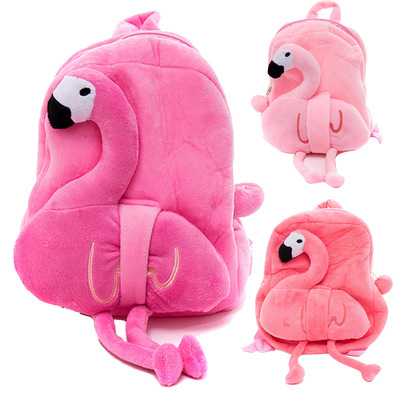 Yiwu Plush schoolbag factory Plush Toys schoolbag Cartoon Flamingo children baby Plush Backpack