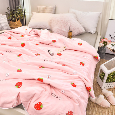 Rivers and lakes Street vendor summer gift summer quilt new pattern Washed cotton strawberry Cool in summer Single Summer quilt Explosive money