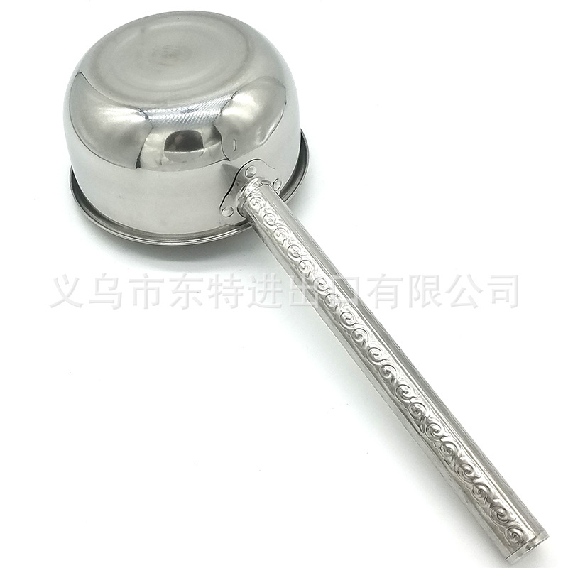 Factory direct sales of stainless steel flat-bottomed long-handled spoons, non-magnetic water ladles, kitchen and hotel extended handle water spoons, household soup spoons detail image 5