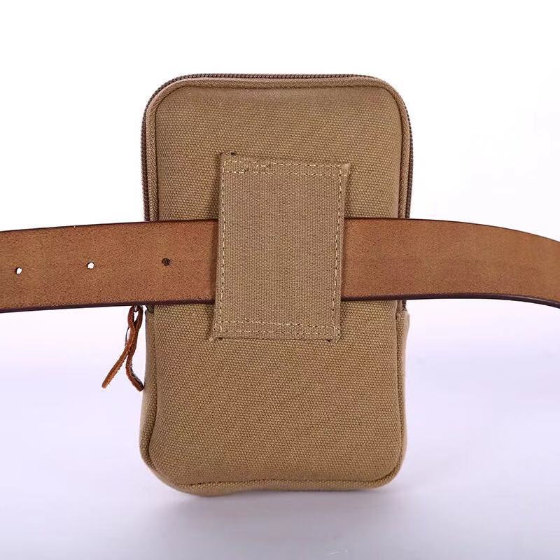 Multi-Function Interlock Horizontal Leisure Hanging Bag Men's Mobile Phone Bag Wear Belt Belt Belt Canvas Wear-Resistant Manufacturers Wholesale Item Picture