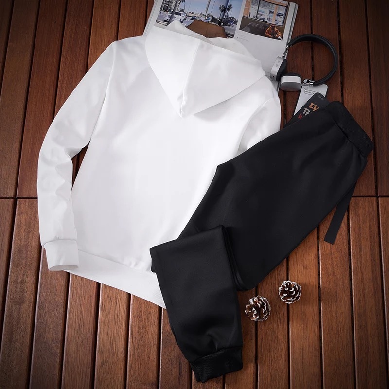 2018 Spring and Autumn New Solid Color Casual Sports Sweatshirt Long Sleeve Hooded Set Trendy Men's Healthy Fabric Student LOGO