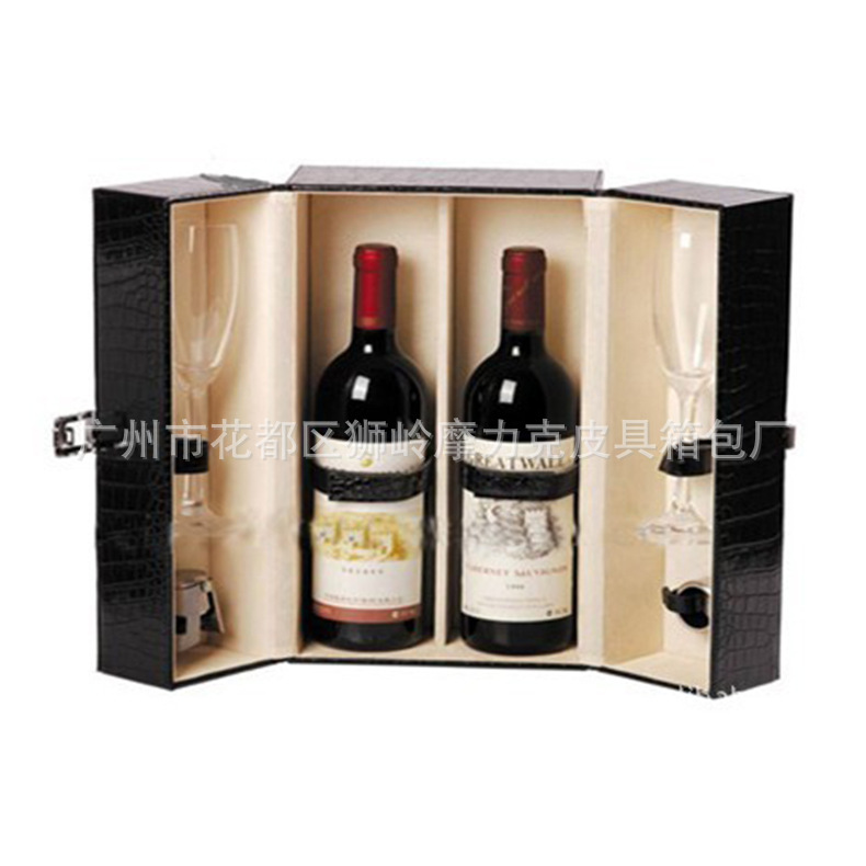 现货批发红酒盒双支皮盒双支酒盒葡萄酒包装盒红酒礼盒定制