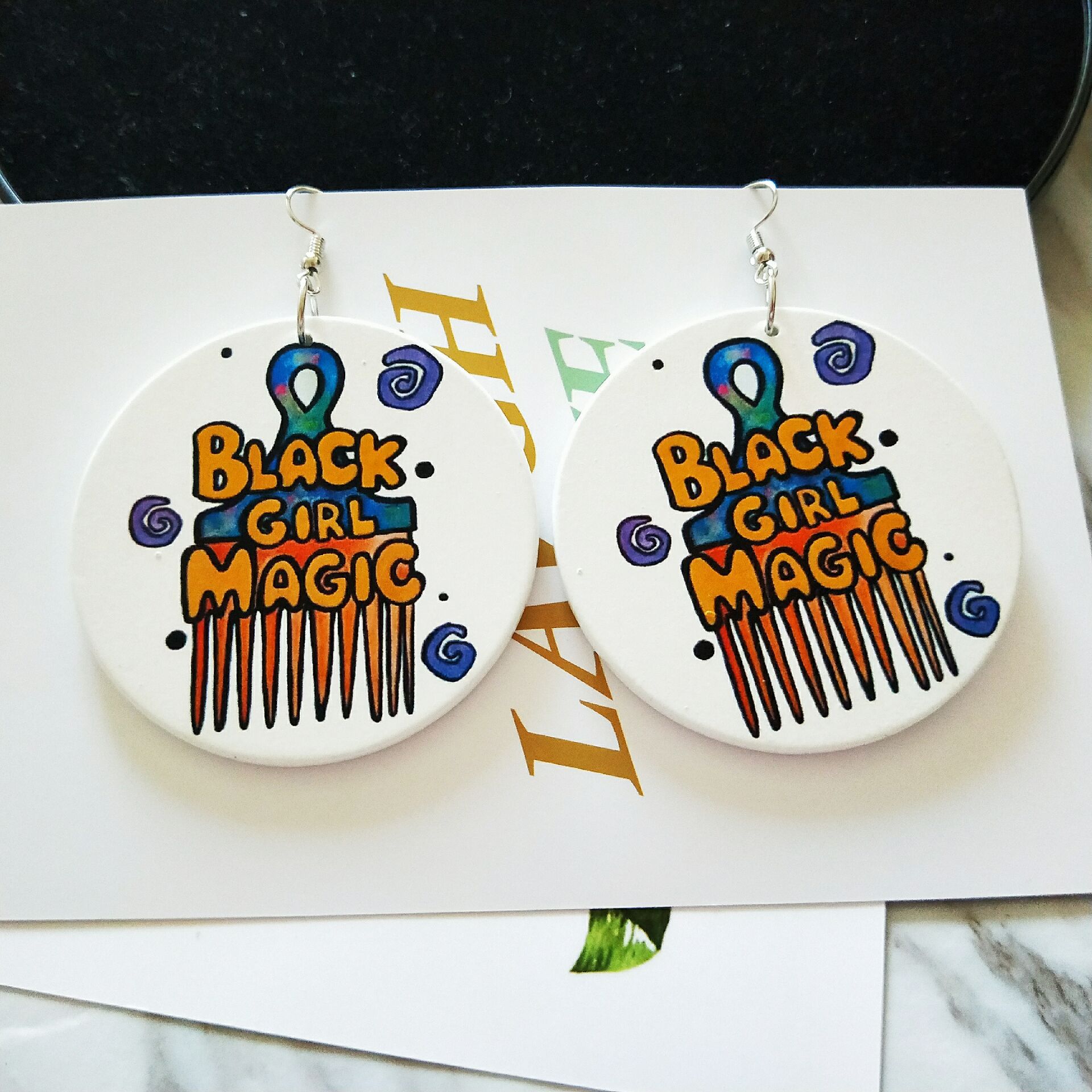 Retro Colorful Printing Round Wooden Earrings display picture 5