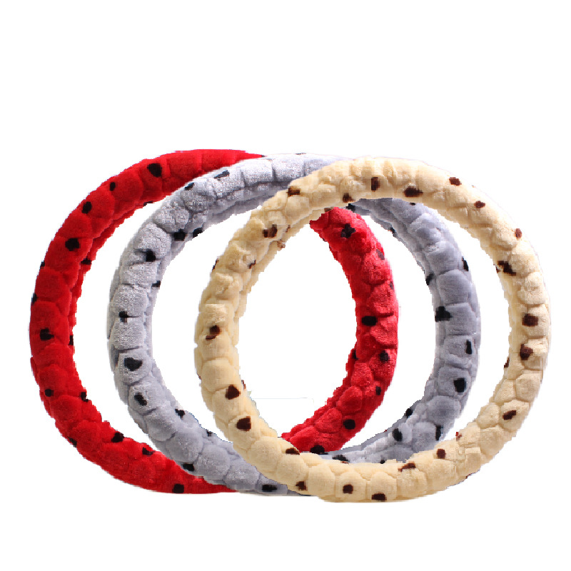 防凍毛絨方向盤套 斑點毛絨水立方毛絨把套 38號方向盤套R-5004