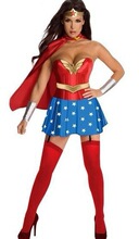 万圣节女超人角色扮演服装连衣裙披风战士服装欧美漆皮装演出服