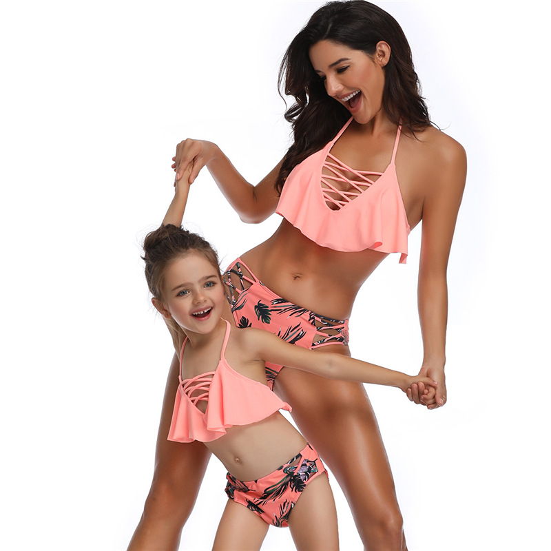 Parent-Child Swimwear Popular Bikini Flying Edge Mother Daughter Swimwear