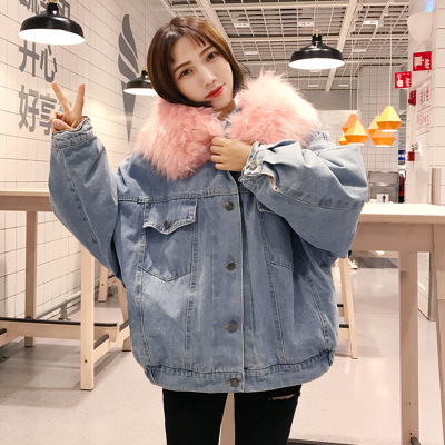 Autumn and winter New products have cash less than that is registered in the accounts Hooded cotton-padded jacket thickening Plush Chaqueta fashion Fur collar cotton-padded jacket Long-term stock