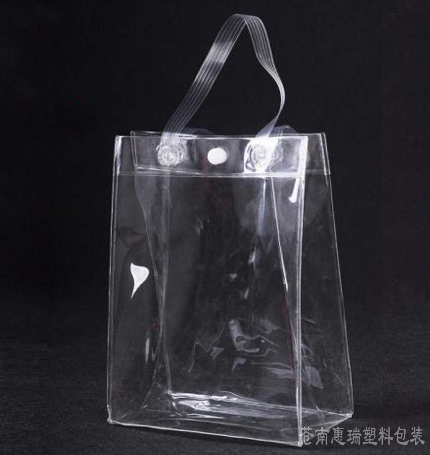 PVC手提袋 PVC金属纽扣塑料透明礼品购物袋 按扣化妆品包装袋-阿里巴巴