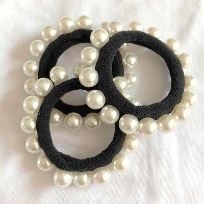 新款韩版热卖儿童头饰小清新白色仿珍珠发圈女 义乌发饰饰品批发