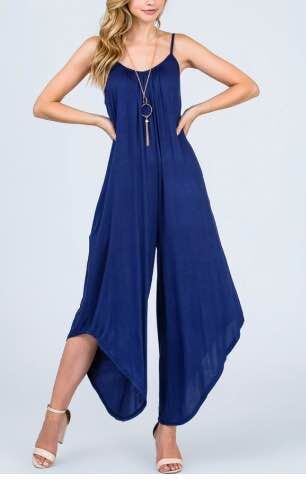 V-neck suspender wide-leg jumpsuit  NSOY28426