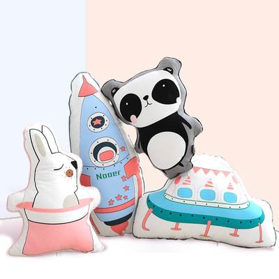 Ins北歐羽毛抱枕清新懶人可拆洗全棉兔子靠墊布藝公仔生日禮物