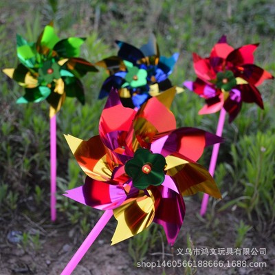 塑料薄片小風車七彩裝飾幼兒園diy兒童卡通玩具微商地推禮品批發