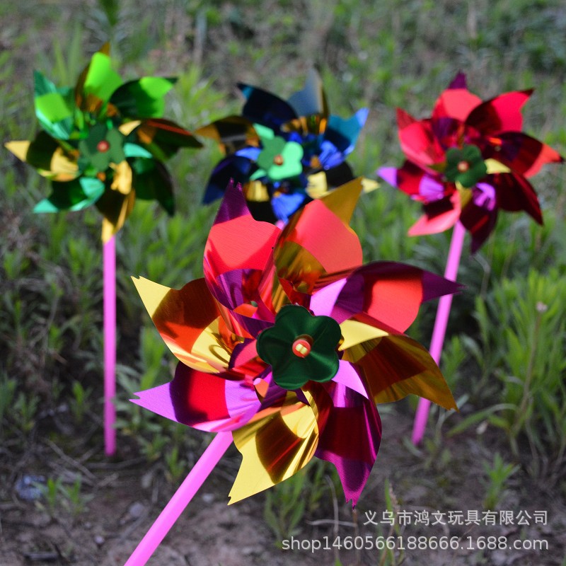 塑料薄片小風車七彩裝飾幼兒園diy兒童卡通玩具微商地推禮品批發