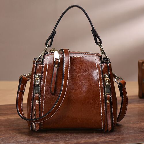 Korean style genuine leather small bag cowhide women's bag retro versatile crossbody bucket bag women's shoulder bag square bag sale