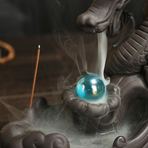 Cross-border large purple sand dragon smoke backflow incense burner tea ceremony ornaments creative incense burner dragon home furnishings incense ceremony original