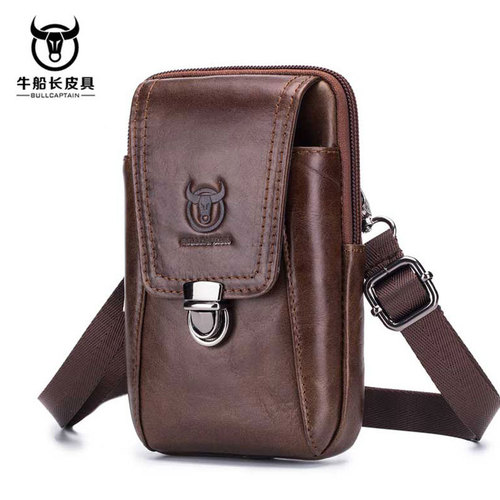 Captain Cow Leather Goods First-layer Cowhide Men's Belt Bag Casual Outdoor Mobile Phone Bag Genuine Leather Shoulder Crossbody Waist Bag