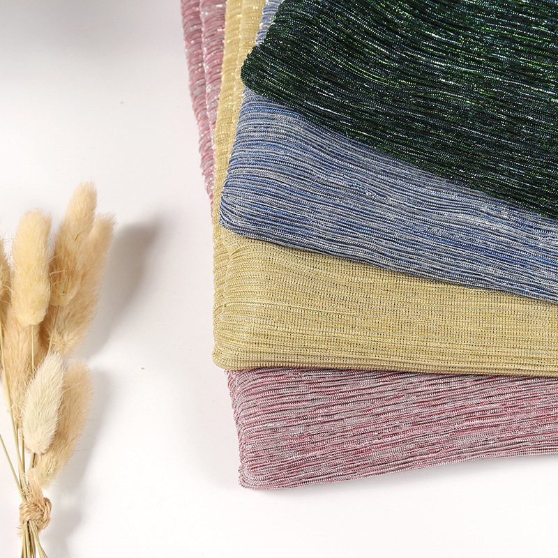 亮丝网布 针织面料 亮丝皱银丝皱 压绉   涤纶针织布料 舞台 服装