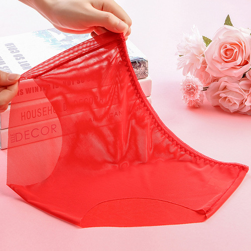 Fully transparent one-piece seamless sexy women's underwear breathable sexy hairy low-waist hot briefs 1530
