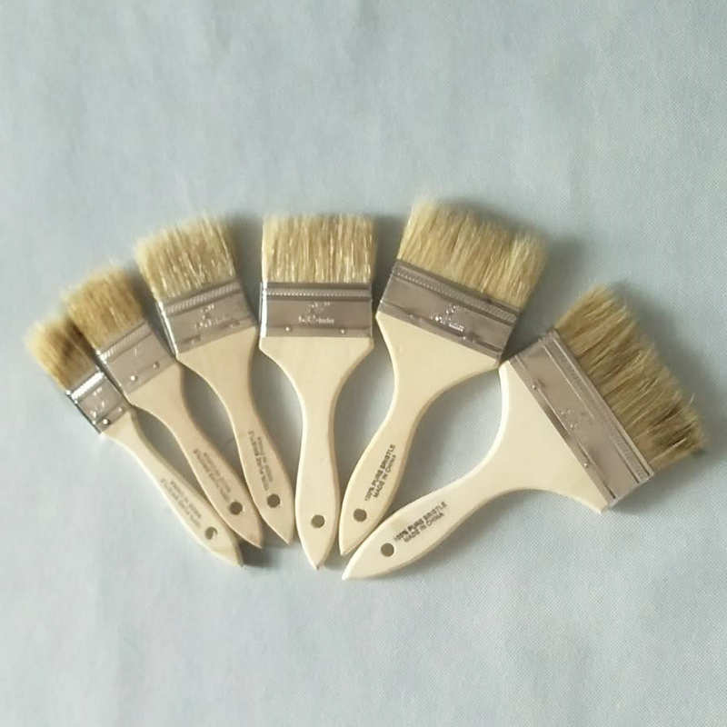 Brocha de cerdas de cerdo puras hervidas en agua para pintura, barbacoa, limpieza de revestimientos, brocha manual, venta al por mayor del fabricante