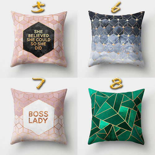 Nordic Marble Car Lumbar Pillow Sofa Pillow Cover Velvet Print Creative Home Office Cushion