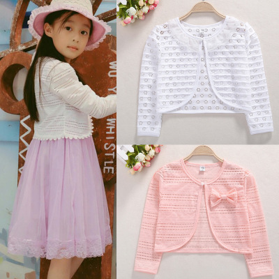 外贸春秋女童披肩长袖坎肩针织衫宝宝短款儿童外套空调衫夏防晒衣|ms