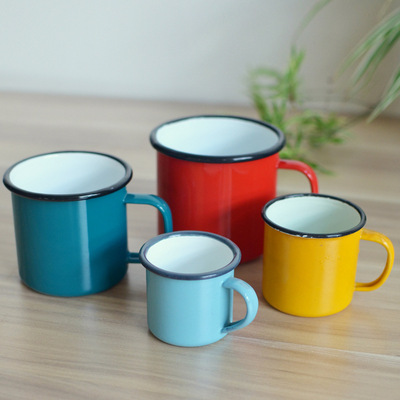 工厂定制包边珐琅杯复古怀旧星点搪瓷杯子外贸加厚带盖马克杯加工|ms