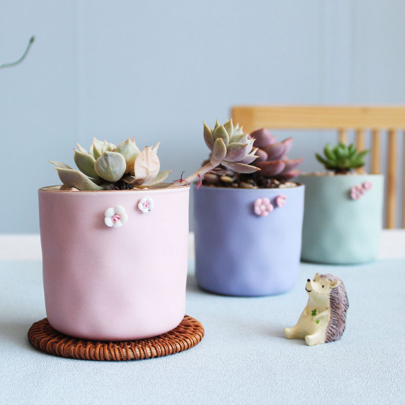 新品促銷花語系多肉花盆日式小清新粘花陶瓷小花盆特價滿包郵