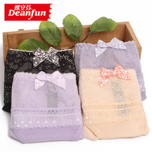 正品蝶安芬女士内裤莫代尔性感蕾丝透明中腰提臀无痕平角内裤4318