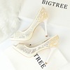 European and American sexy night club shoes women’s shoes thin heel super high heel waterproof platform net hollow lace 