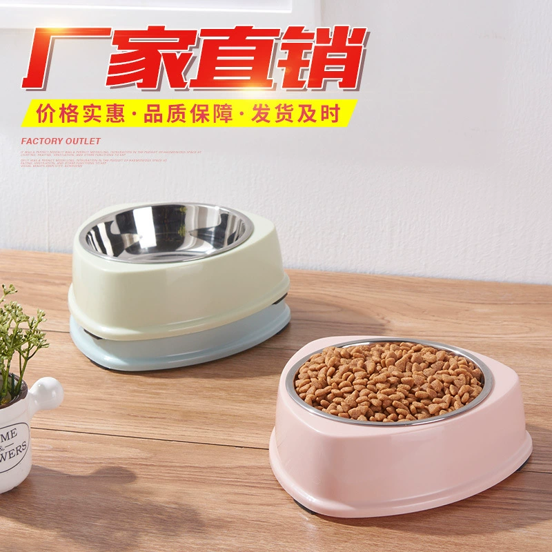 Предпочтительный класс Пластиковые двухслойные нержавеющей стали для домашних животных миска одна миска миска для собак миска миска для кошек сердцевидный кошачий горшок