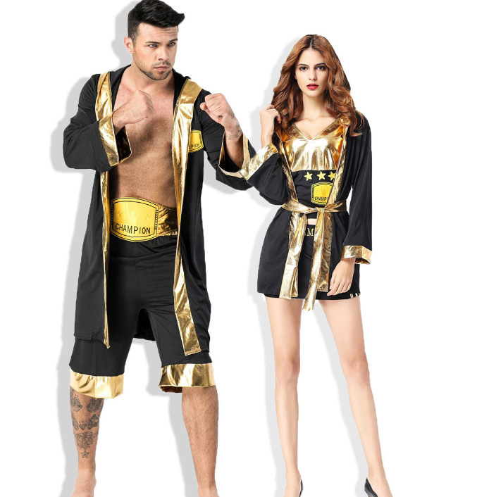 Halloween Costume Adult Male and Female Boxer Sexy Cosplay Female Suit Cape Cloak Adult Costume