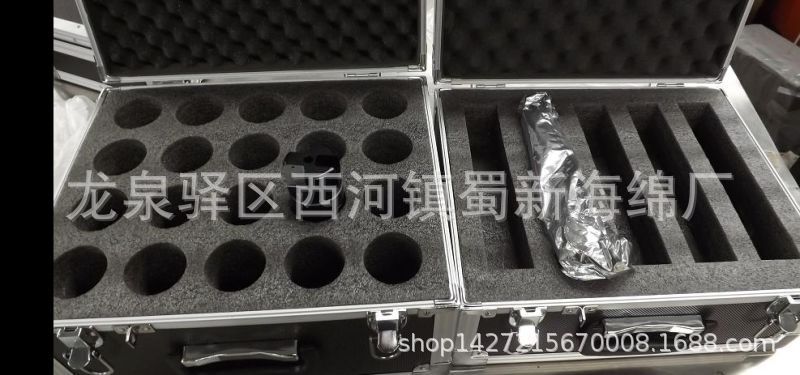 供应黑色珍珠棉表黑绒成型防震包装海绵/瓶子防震包装天地盖包装