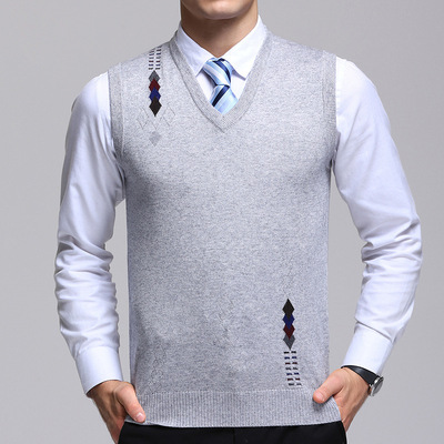 2018 winter Explosive money man Wool vest Middle and old age man leisure time Corner flower knitting Wool waistcoat Dad installed