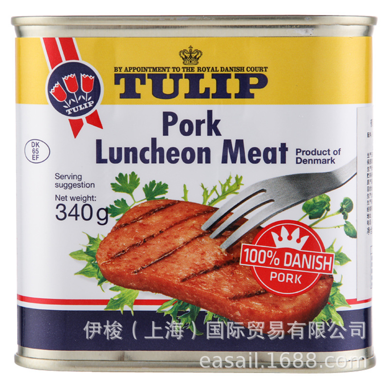 Tulip郁金香猪肉午餐肉340g 丹麦进口方便速食火锅即食肉罐头|ms