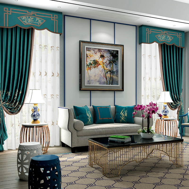 Manufactor wholesale Mosaic Embroidery Curtains Chinese living room Bedroom curtains Customized Study curtain finished product