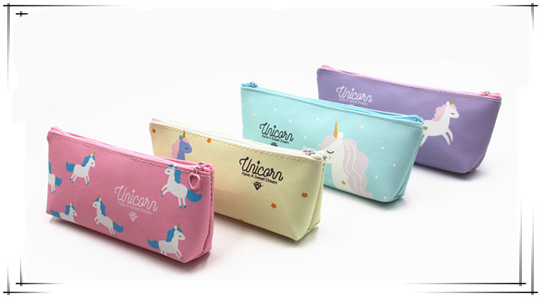 Unicorn Pu Leather School Cartoon Style Pencil Case display picture 1