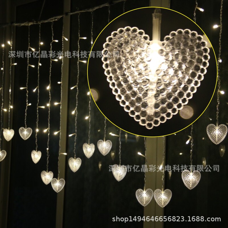 LED Love Curtain Ice Strip Light Heart-shaped Tanabata Proposal Decorative Light Curtain Flash Light in stock Romantic LED Love Curtain Ice Strip Light Heart-shaped Tanabata Proposal Decorative Light Curtain Flash Light in stock Romantic