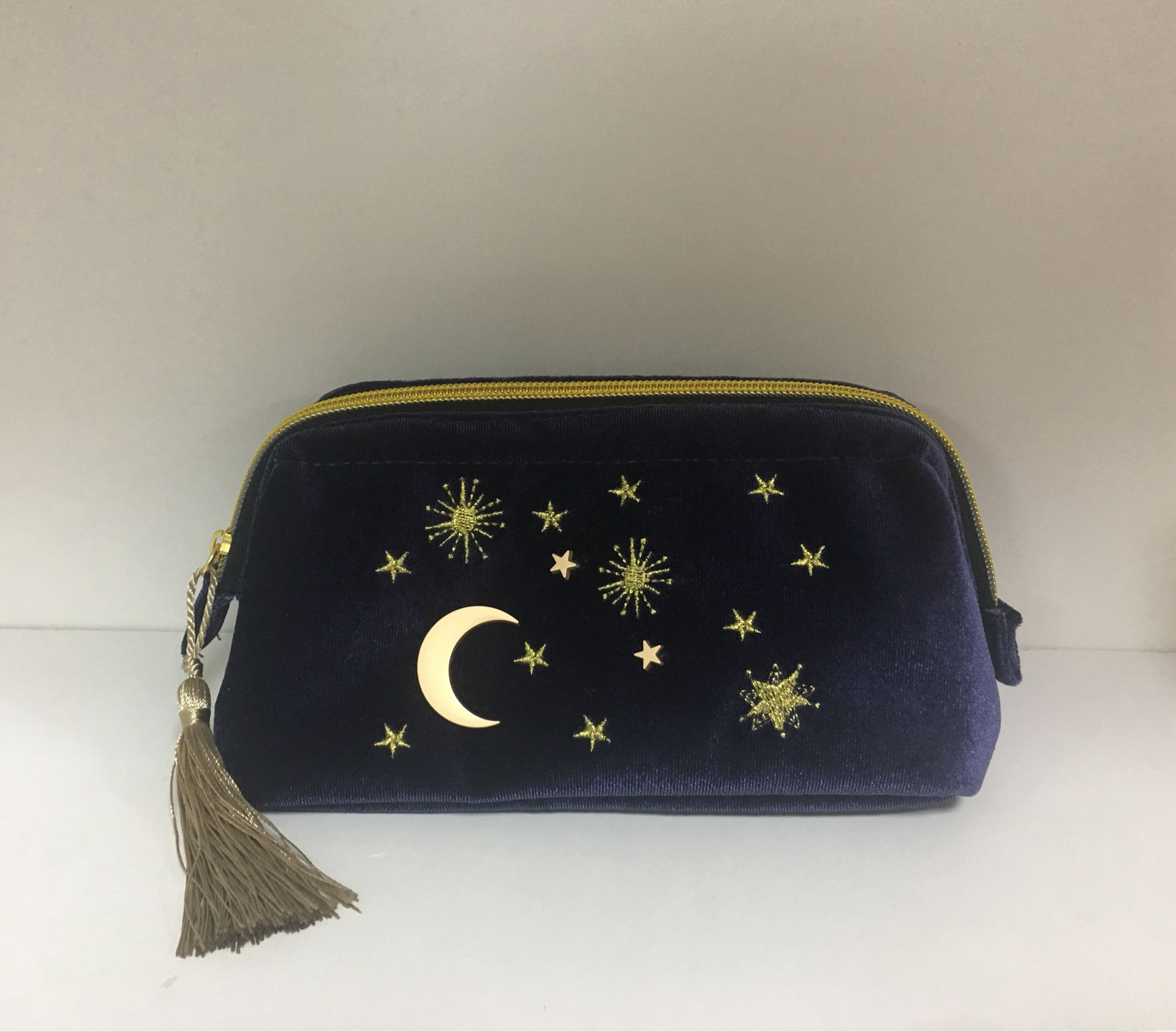 Basic Star Moon Velvet Embroidery Square Makeup Bags display picture 1