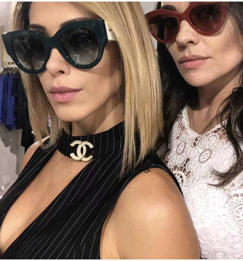50g Weight Full Frame Glasses Structure Fashion Color Block UV400 Protection Resin Round Frame Full Frame Women's Sunglasses
