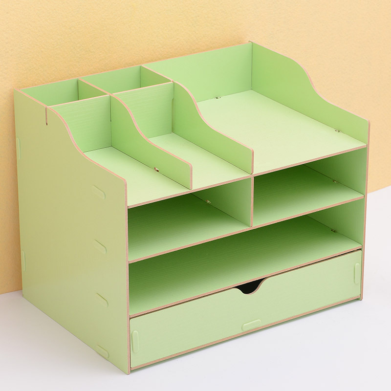 (2개) 스토리지 랙 대형 다층 사무용품 문구 데스크탑 나무 파일 랙 서랍이있는 사무실 보관 상자