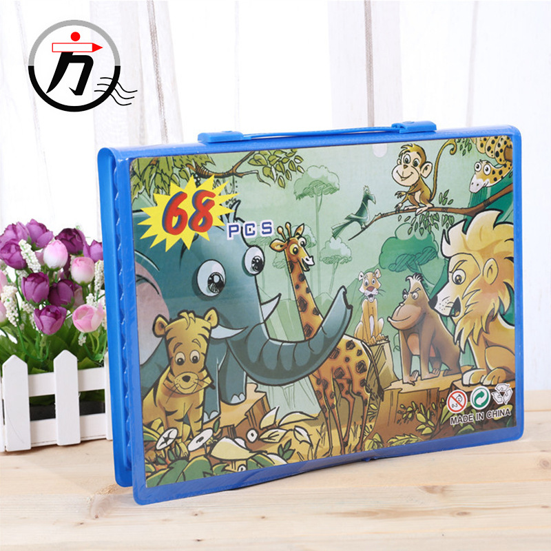 Set de papelería infantil de 68 piezas, incluye lápices, acuarelas y pinceles, regalo ideal para estudiantes