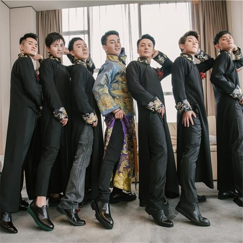 Manufactor Embroidery man The gown Republic of China ancient costume Crosstalk Class clothes Chinese style Wedding dress Groomsman Brothers group