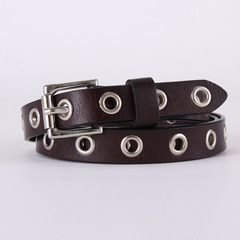 新款牛皮腰帶女時尚鏤空細 款 鉚釘起眼皮帶女時尚連衣裙細皮帶