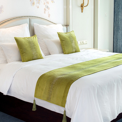 定制欧式轻奢平绒烫钻家居布艺酒店布草民宿客栈样板房床旗床尾巾