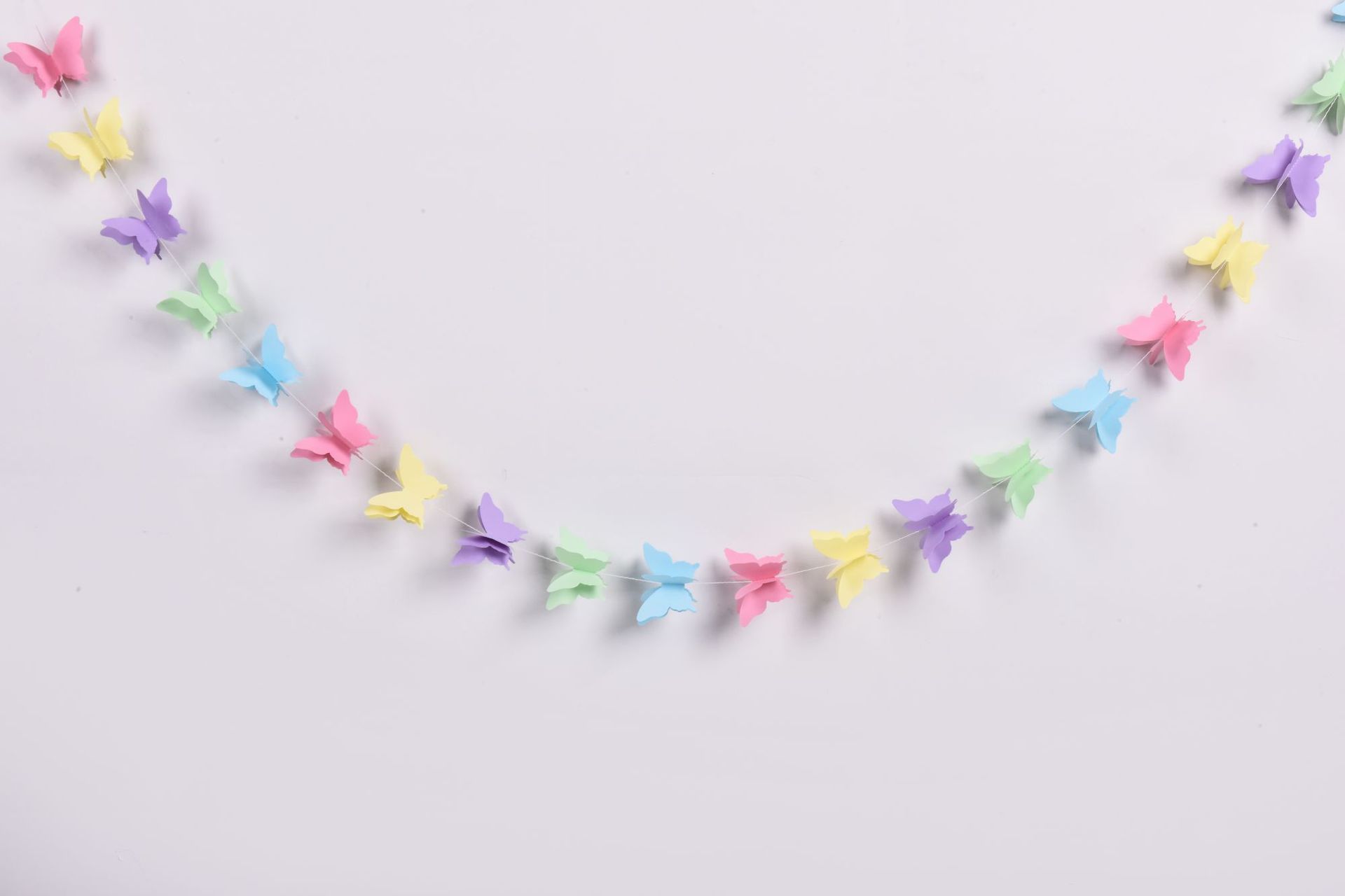 Butterfly Pattern Handmade Craft Butterfly-shaped Paper String Garland Birthday Party Decoration Balloon Tassel Pendant