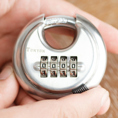 Stainless steel password padlock 304 201 metal material four-wheel ingot lock outdoor courtyard door cabinet lock round cake lock