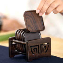 黑檀木杯墊 實木茶墊茶道組合套裝防燙隔熱品茗杯墊 功夫茶具配件