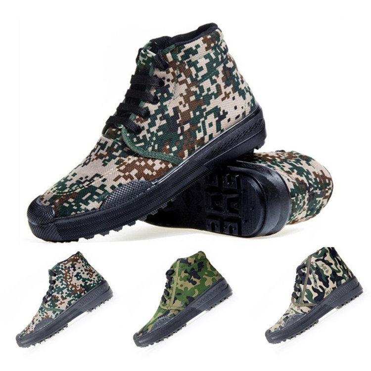 新款解放鞋劳保鞋 高帮军训耐磨室内外迷彩鞋工地作训鞋防滑批发