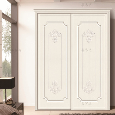 Shanghai customized Northern Europe Simplicity Sliding door wardrobe combination Door Sliding doors Wardrobe Storage furniture carving Sliding door